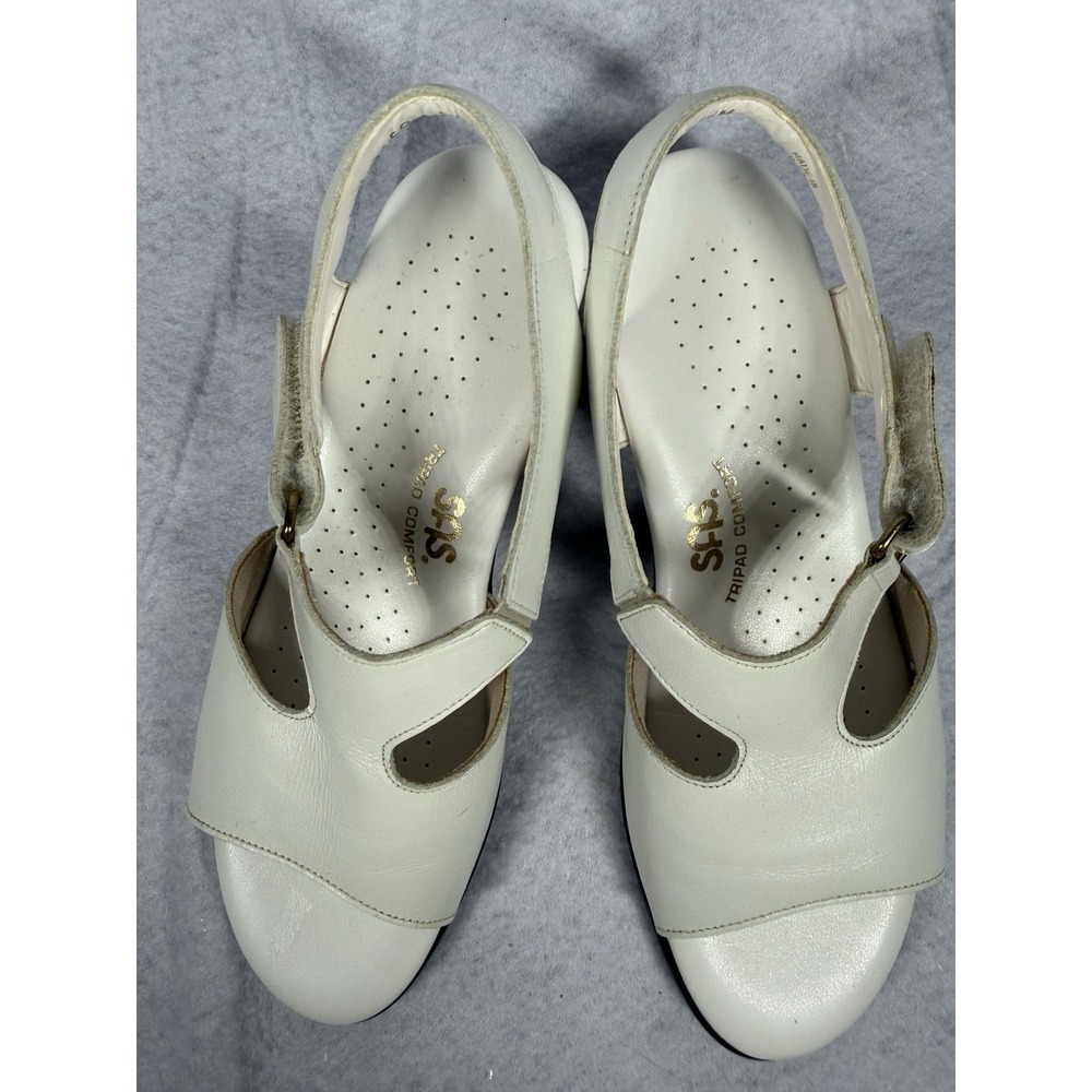 SAS Tripad Comfort Sandals Womens 5.5 White Leather Slingback Block Heel - Picture 3 of 4